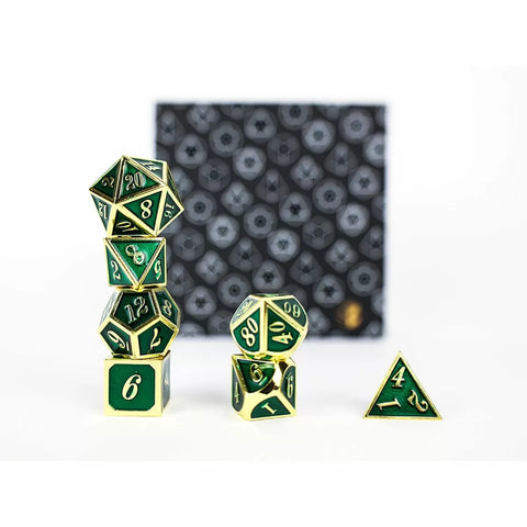 Let's Play Games - Dice Set: Metal RPG - Serif: Green/Gold