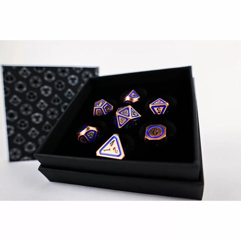 Let's Play Games - Dice Set: Metal RPG - Concentric: Blue/Black/Brass