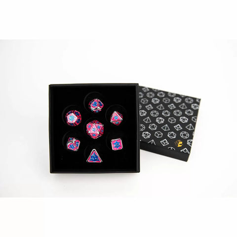 Let's Play Games - Dice Set: Metal RPG - Leadlight: Blue/Pink/Silver
