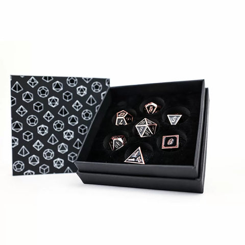 Let's Play Games - Dice Set: Metal RPG - Serif: Black/Brass