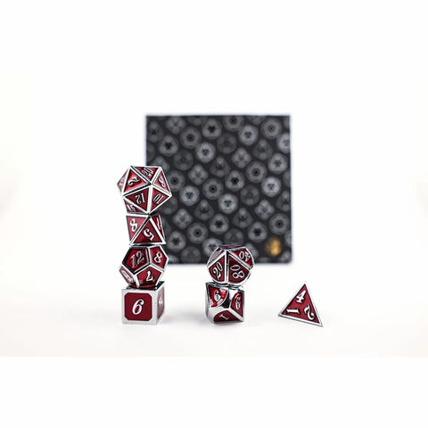 Let's Play Games - Dice Set: Metal RPG - Serif: Red/Silver
