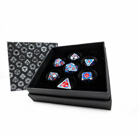 Let's Play Games - Dice Set: Metal RPG - Leadlight: Red/Blue/Silver