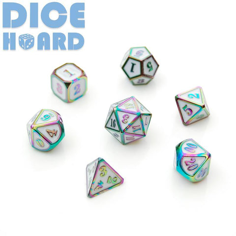 Dice Hoard: Metal Mini 7-Dice Set - Set 15 White/Distressed
