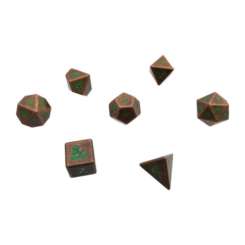 Ultra Pro - Heavy Metal 7-piece RPG Dice Set: Dungeons & Dragons Feywild - Copper/Green