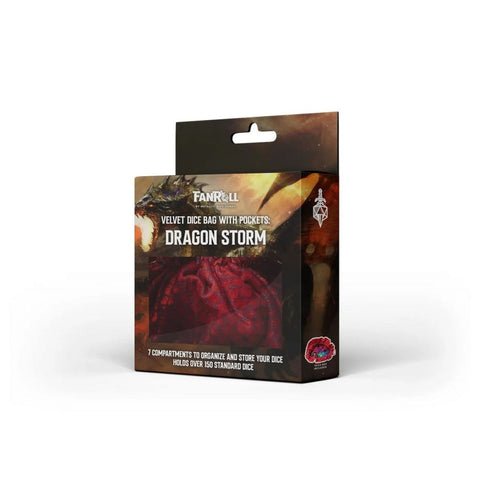 Fanroll - Dragon Storm: Velvet Dice Bag with Pockets - Red