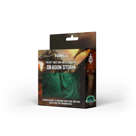 Fanroll - Dragon Storm: Velvet Dice Bag with Pockets - Green