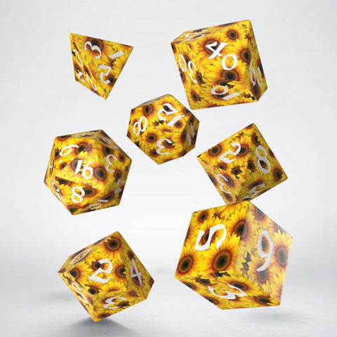 Q-Workshop - 7-Dice Set: Full Art Dice - Sunflower