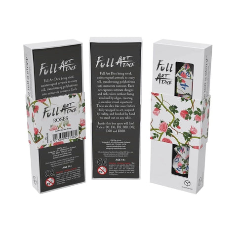 Q-Workshop - 7-Dice Set: Full Art Dice - Roses