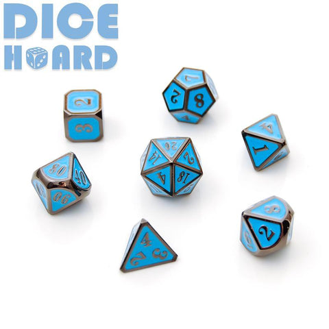Dice Hoard: Metal Mini 7-Dice Set - Set 03 Blue/Black