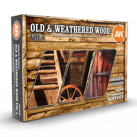 AK Interactive - Old & Weathered Wood Paint Set Vol 1: Warm Colors