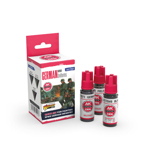 AK Interactive Quick Gen: German Uniforms Acrylic Paint Set (3 Colours)
