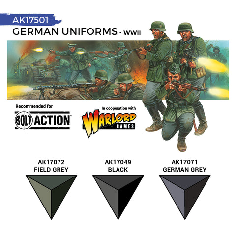 AK Interactive Quick Gen: German Uniforms Acrylic Paint Set (3 Colours)