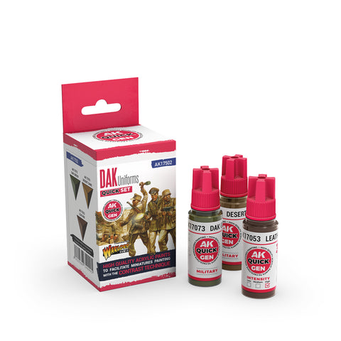 AK Interactive Quick Gen: DAK Uniforms Acrylic Paint Set (3 Colours)
