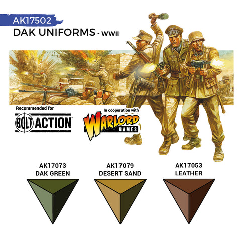 AK Interactive Quick Gen: DAK Uniforms Acrylic Paint Set (3 Colours)