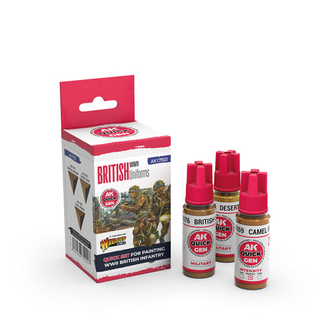 AK Interactive Quick Gen: British Uniforms Acrylic Paint Set (3 Colours)