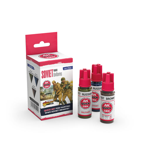 AK Interactive Quick Gen: Soviet Uniforms Acrylic Paint Set (3 Colours)