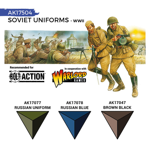 AK Interactive Quick Gen: Soviet Uniforms Acrylic Paint Set (3 Colours)