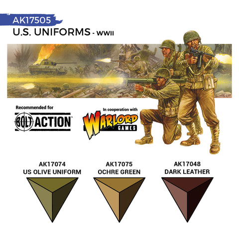 AK Interactive Quick Gen: US Uniforms Acrylic Paint Set (3 Colours)