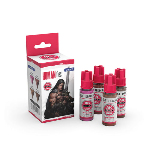 AK Interactive Quick Gen: Human Flesh Acrylic Paint Set (4 Colours)