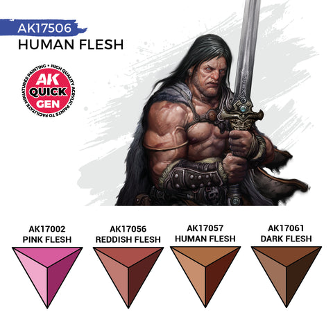 AK Interactive Quick Gen: Human Flesh Acrylic Paint Set (4 Colours)