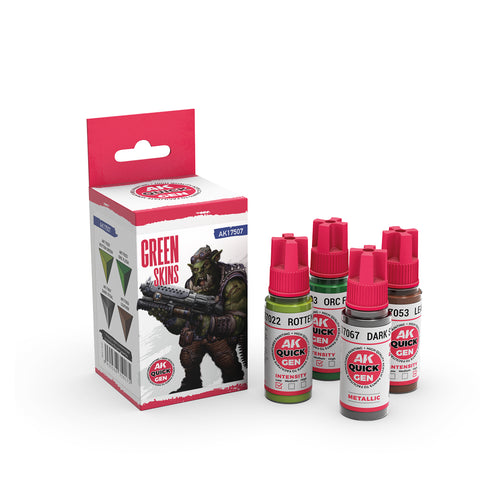 AK Interactive Quick Gen: Green Skins Acrylic Paint Set (4 Colours)