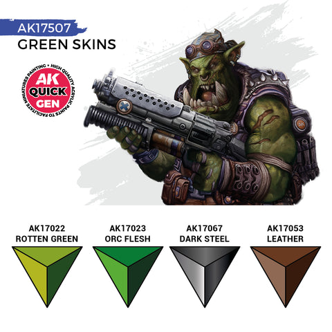 AK Interactive Quick Gen: Green Skins Acrylic Paint Set (4 Colours)