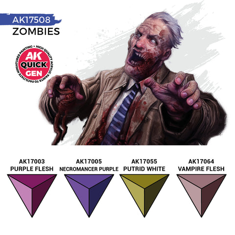 AK Interactive Quick Gen: Zombies Acrylic Paint Set (4 Colours)