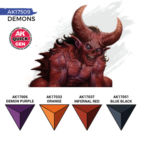 AK Interactive Quick Gen: Demons Acrylic Paint Set (4 Colours)