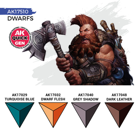 AK Interactive Quick Gen: Dwarfs Acrylic Paint Set (4 Colours)