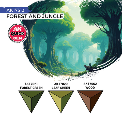 AK Interactive Quick Gen: Forest & Jungle Acrylic Paint Set (3 Colours)