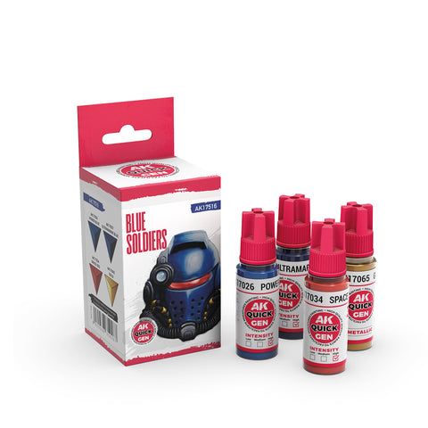 AK Interactive Quick Gen: Blue Soldiers Acrylic Paint Set (4 Colours)