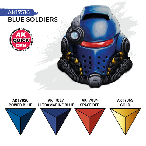 AK Interactive Quick Gen: Blue Soldiers Acrylic Paint Set (4 Colours)