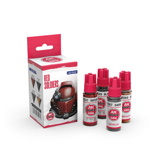 AK Interactive Quick Gen: Red Soldiers Acrylic Paint Set (4 Colours)
