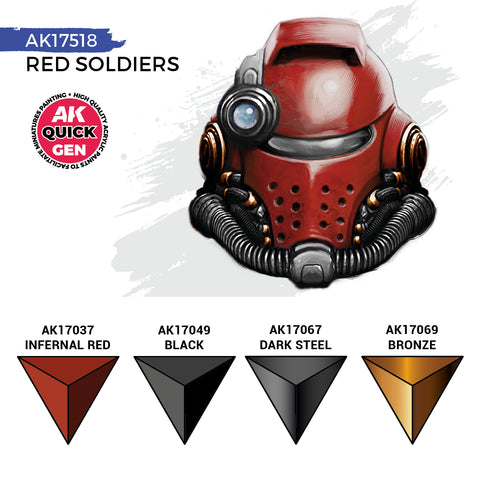 AK Interactive Quick Gen: Red Soldiers Acrylic Paint Set (4 Colours)