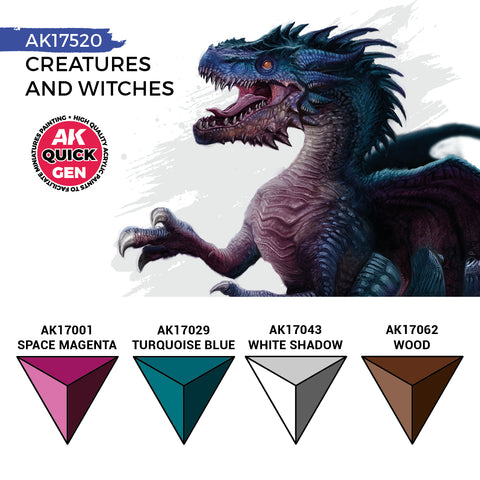 AK Interactive Quick Gen: Creatures And Witches Acrylic Paint Set (4 Colours)
