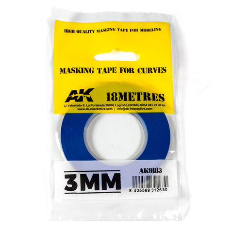 AK Interactive - Masking Tape for Curves: 3mmx18m