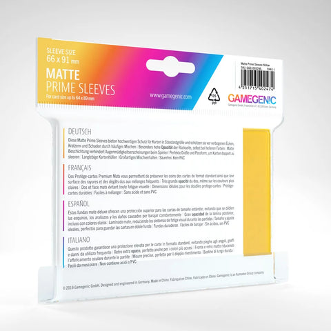 Gamegenic - Matte Prime 100 Standard-Size Sleeve Range: Yellow
