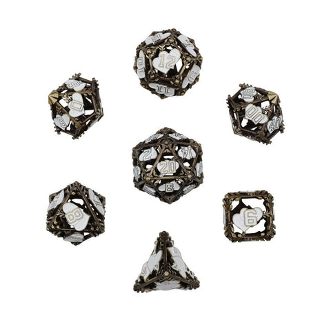 Let's Play Games - Dice Set: Metal RPG - Hearts: Gold/Silver