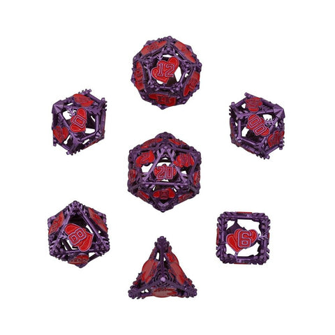 Let's Play Games - Dice Set: Metal RPG - Hearts: Purple/Red