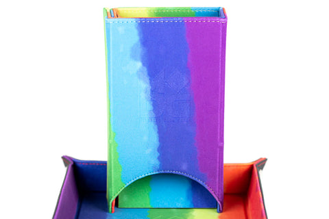 Fanroll - Fold Up Velvet Dice Tower: Watercolor Rainbow