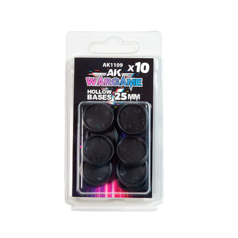 AK Interactive - Wargame Accessories: Hollow Base 25mm 10-pack