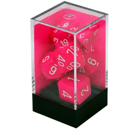 Chessex - Polyhedral 7-die Set: Opaque (Pink/white)