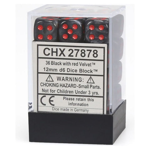 CHX 27878 Velvet 12mm d6 Black/Red Block (36)