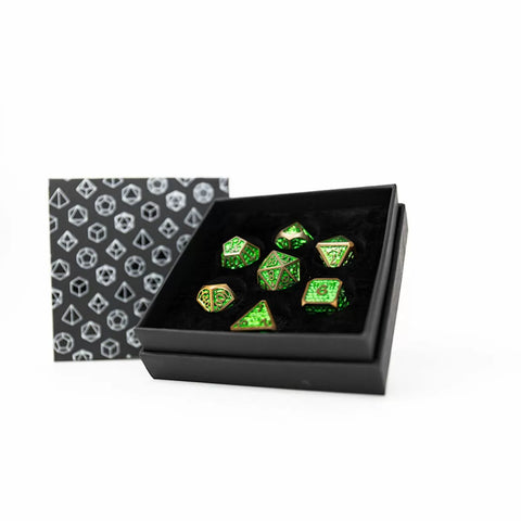 Let's Play Games - Dice Set: Metal RPG - Draco Bright: Green/Brass