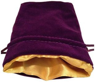 MDG Large Velvet Dice Bag with Gold Satin Lining - Purple
