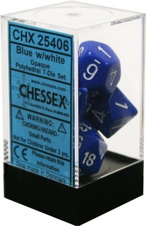 Chessex - Polyhedral 7-die Set: Opaque (Blue/white)