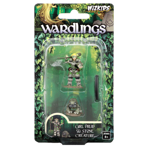 WizKids Wardlings Painted Miniatures: Girl Druid & Stone Creature