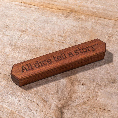 Q Workshop - Wooden Dice Box "All Dice Tell A Story" (Sapelli)