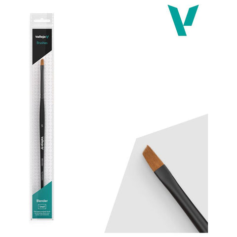 Vallejo Hobby Brushes: Blender Flat Angled Synthetic Brush Small