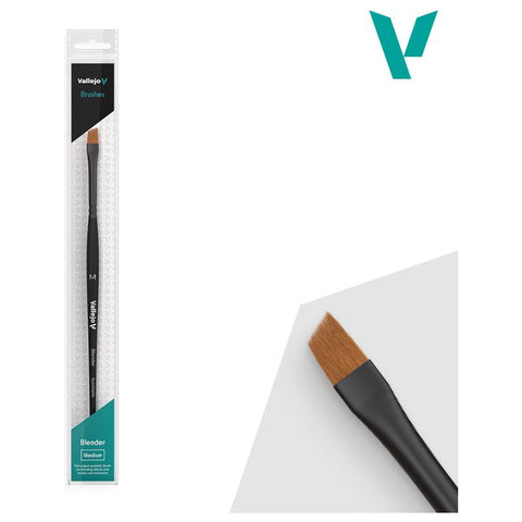 Vallejo Hobby Brushes: Blender Flat Angled Synthetic Brush Medium